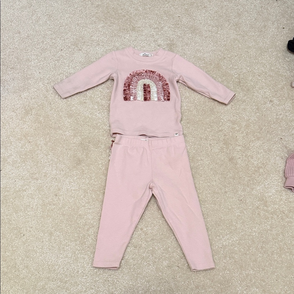 Pink Sequin Rainbow Toddler Outfit